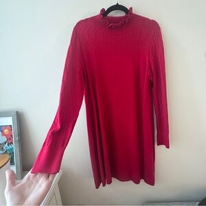 Red Long Sleeve Knit Dress - LOFT - Size L